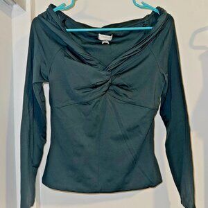 Aritzia Contour Twist Off the Shoulder Longsleeve - Hunter Green Size L